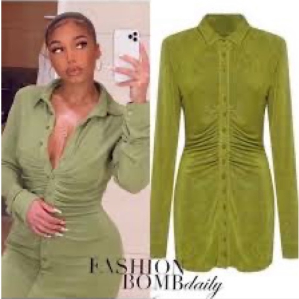 With jean dress mini green